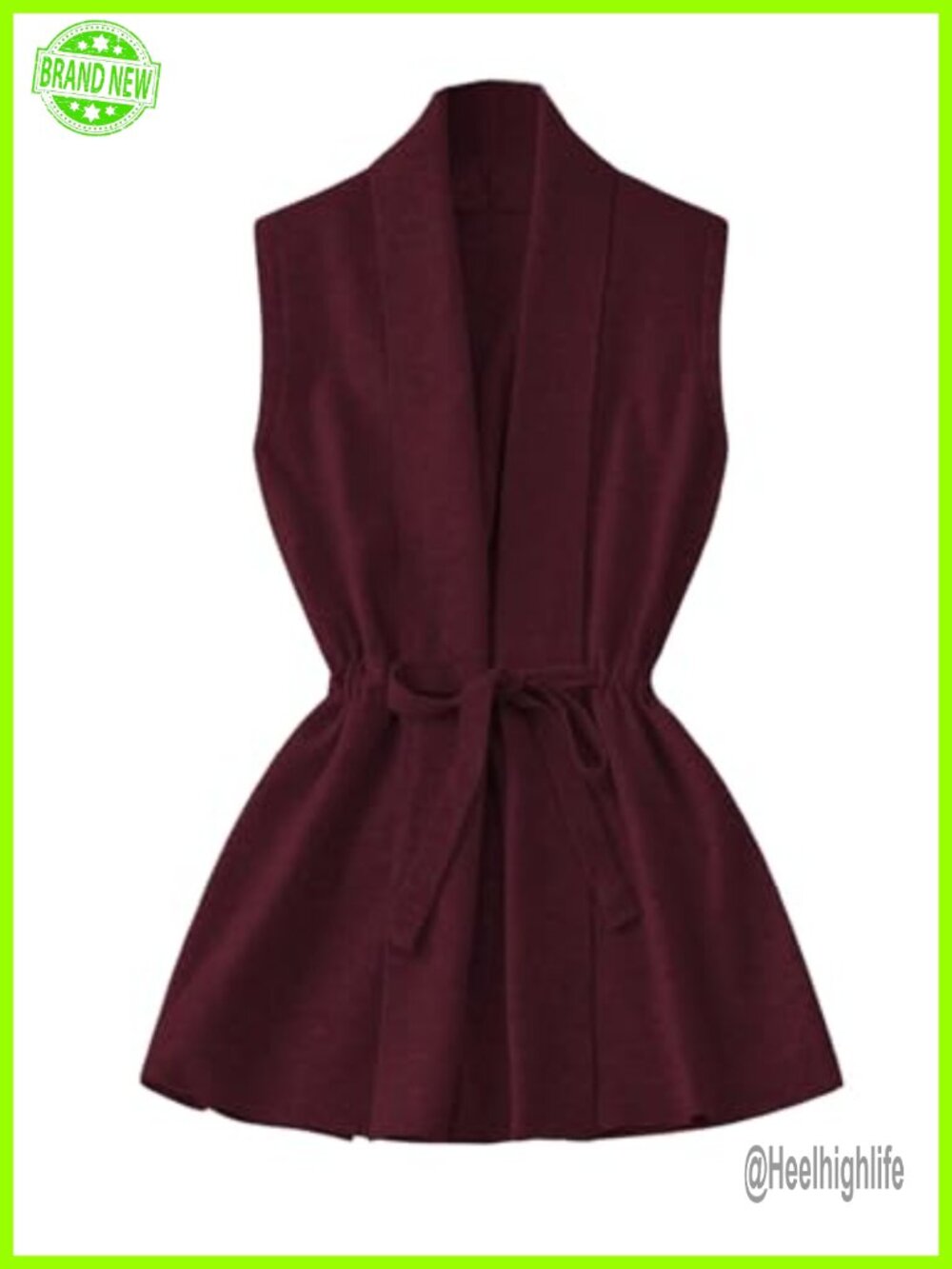 Sleeveless Long Vest Tie Front Cardigan Lightweight Acrylic Blend